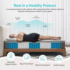 Matelas hybride de 10 pouces avec soutien de ressorts ensachés à 5 zones