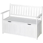 Outsunny Banc de rangement extérieur 155 L, coffre de pont en bois avec revêtement intérieur en PE imperméable, conteneur 2 places pour patio, jardin, balcon, cour