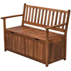 Outsunny Banc de rangement extérieur 155 L, coffre de pont en bois avec revêtement intérieur en PE imperméable, conteneur 2 places pour patio, jardin, balcon, cour