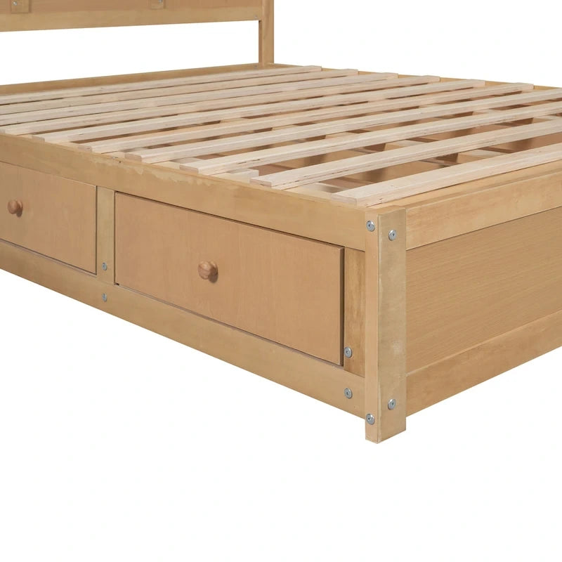 Lit plateforme en bois avec rangement inférieur et 2 tiroirs