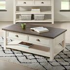 The Gray Barn Downington Table Basse à 2 Tiroirs en Bois Massif