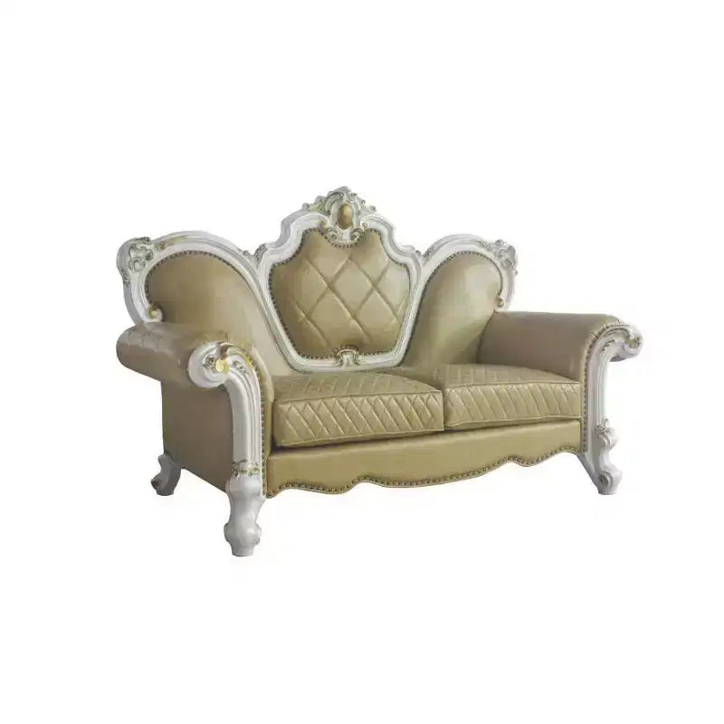 Acme Furniture Picardy Sofa Butterscotch Synthetic Leather/Antique Pearl Finish