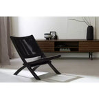 South Shore Balka Wood and Rope Lounge Chair Black: Glossy Finish, Spot Clean, Armless Design, 1 Year Warranty
