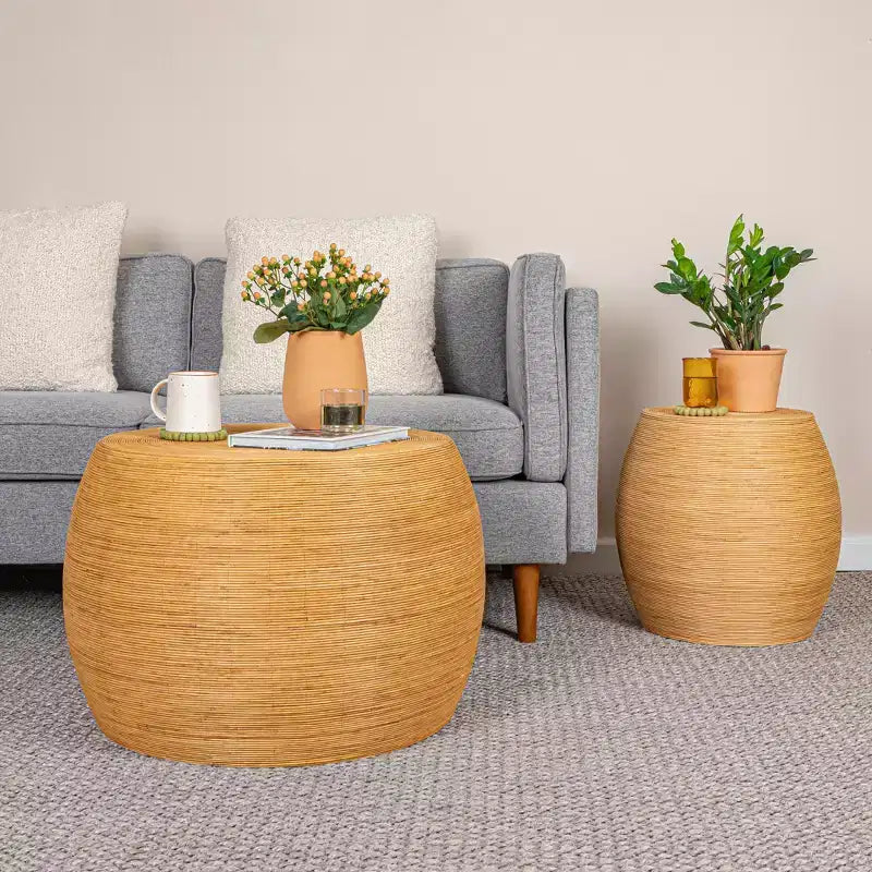 Table d'appoint ronde en bois naturel