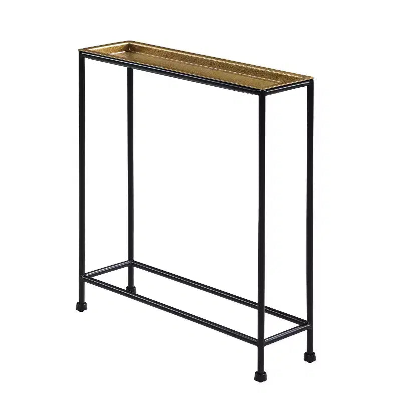 Comfort Pointe Tivoli Side Table Brass/Antique Bronze: Removable Tray, No Assembly, Metal Frame