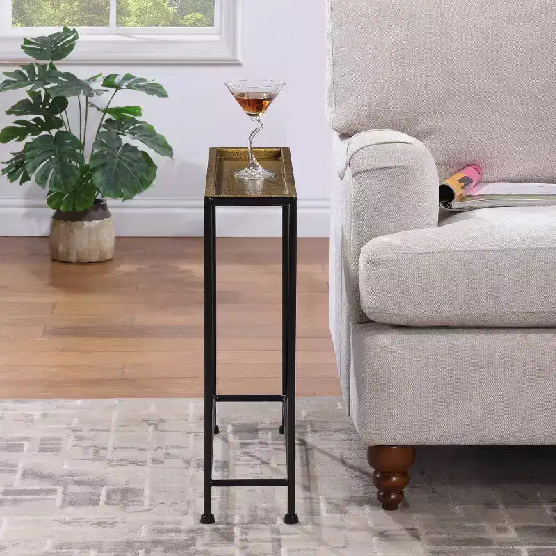 Table d'appoint en métal avec plateau amovible, entièrement assemblée