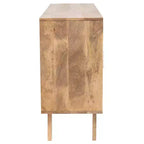 Console en bois de manguier avec portes en corde tressée et rangement compartimenté