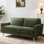 Canapé deux places Mid-Century Modern en velours côtelé de 68 po avec coussin à ressorts