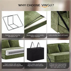 VINGLI Canapé-lit futon Canapé convertible Fauteuil-lit Canapé de sol Lit simple Petit canapé Matelas pliant Canapés