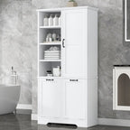 Meuble de rangement de salle de bain avec tiroirs, panier à linge inclinable, multiples espaces de rangement, étagère ouverte, étagère réglable