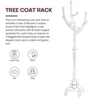 Porte-manteau sur pied en bois d'hévéa forme branche d'arbre avec 8 crochets - 24,5 L x 70,87 H