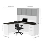 Bureau en L Bestar Pro-Concept Plus avec huche à porte en verre dépoli