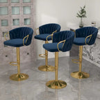 Lot de 4 tabourets de bar réglables en hauteur pivotants en velours tissé