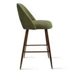 Lot de 3 tabourets de bar de hauteur comptoir du milieu du siècle, chaises d'îlot de cuisine rembourrées de 26 po avec pieds en métal finition noyer - Panipeachy