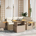 vidaXL Salon de jardin 4 pièces en résine tressée avec coussins et bois d'acacia