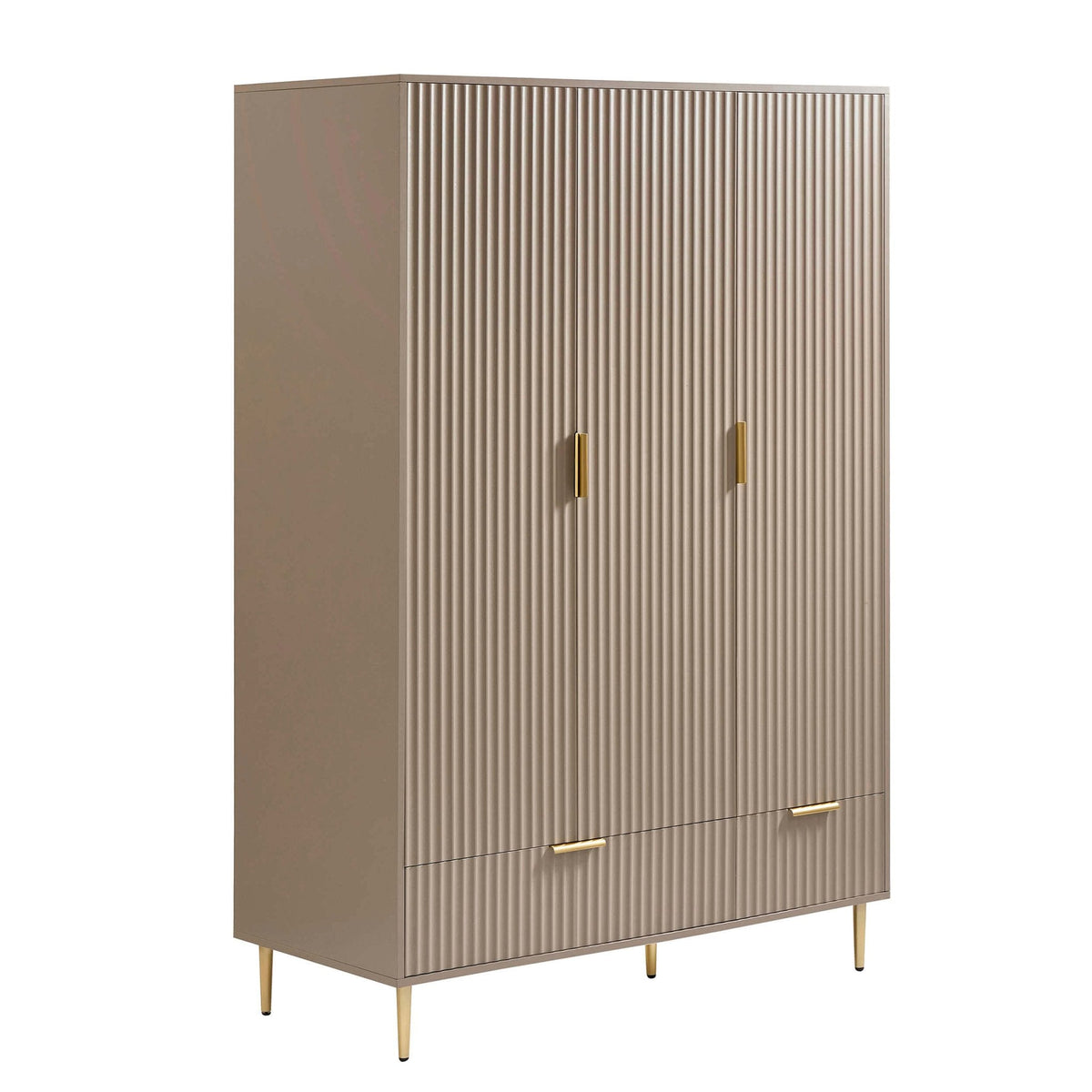 Armoire 3 portes avec tiroirs - Taupe