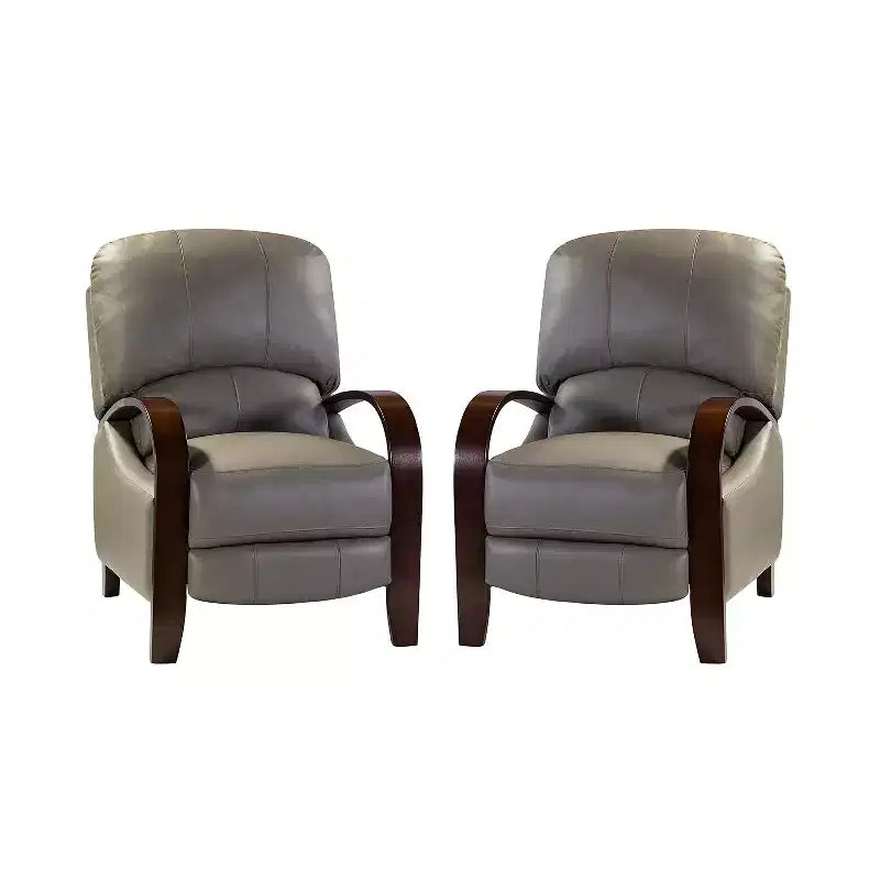 Ensemble de 2 fauteuils inclinables manuels en cuir véritable, inclinaison à 159°