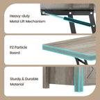 Table basse relevable avec 2 portes de grange coulissantes et rangement