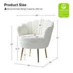 Fauteuil baril confortable avec pieds en métal doré, fauteuil d'appoint pour salon