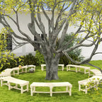 Banc de jardin en bois Outsunny, banc semi-circulaire rond pour arbre, banc de parc enveloppant