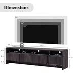Meuble TV moderne AMERLIFE 70 avec design cannelé et armoires de rangement, pour téléviseurs jusqu'à 80 pouces, meuble TV en bois pour salon