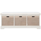 Banc de rangement SAFAVIEH Fiorello avec coussin et 3 tiroirs - 47,3 L x 15 P x 19 H - 47 L x 15 P x 19 H