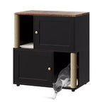 Meuble cache-litière double avec poteaux à griffer et tapis de litière à double couche pour animaux de compagnie d'intérieur