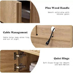 Meuble TV moderne AMERLIFE 70 avec design cannelé et armoires de rangement, pour téléviseurs jusqu'à 80 pouces, meuble TV en bois pour salon