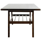 Table basse à 2 niveaux avec finition noyer et cadre en métal noir