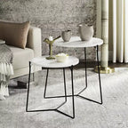 Table d'appoint ronde en MDF avec base en fer, style industriel