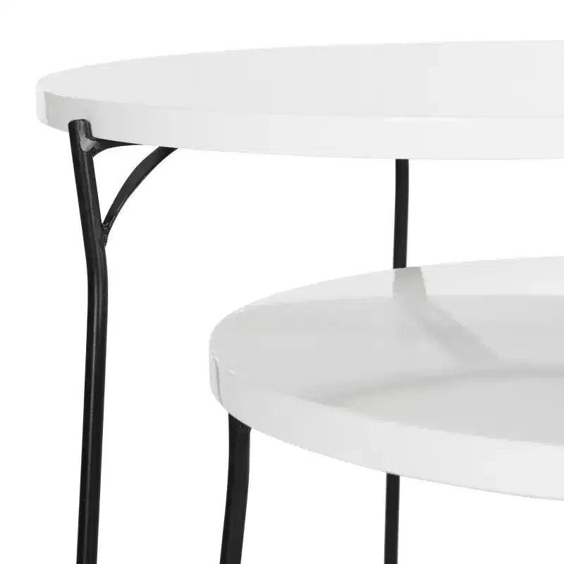 Table d'appoint ronde en MDF avec base en fer, style industriel