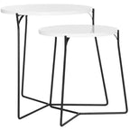 Table d'appoint ronde en MDF avec base en fer, style industriel