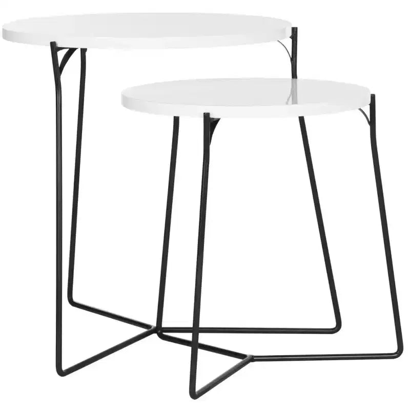 Table d'appoint ronde en MDF avec base en fer, style industriel