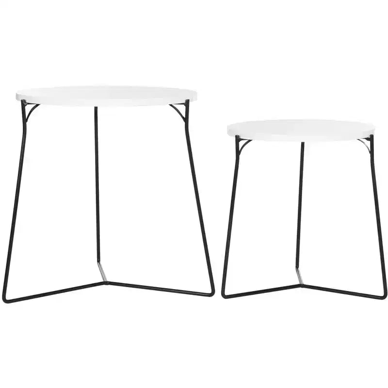 Table d'appoint ronde en MDF avec base en fer, style industriel