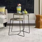 Table d'appoint ronde en MDF avec base en fer, style industriel