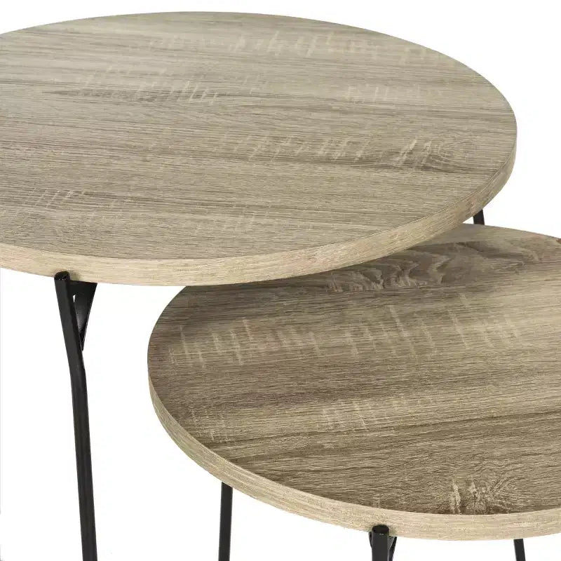 Table d'appoint ronde en MDF avec base en fer, style industriel