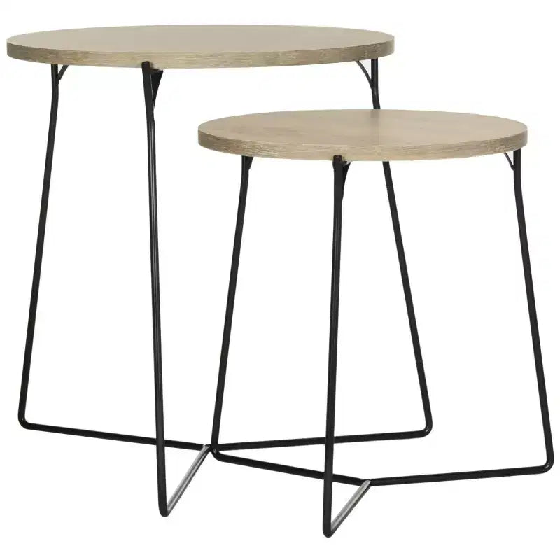 Table d'appoint ronde en MDF avec base en fer, style industriel