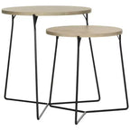Table d'appoint ronde en MDF avec base en fer, style industriel