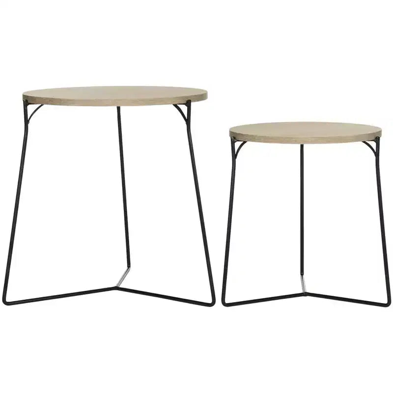 Table d'appoint ronde en MDF avec base en fer, style industriel