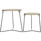 Table d'appoint ronde en MDF avec base en fer, style industriel