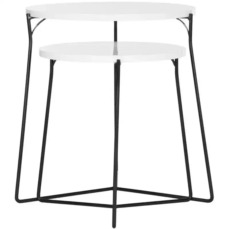 Table d'appoint ronde en MDF avec base en fer, style industriel