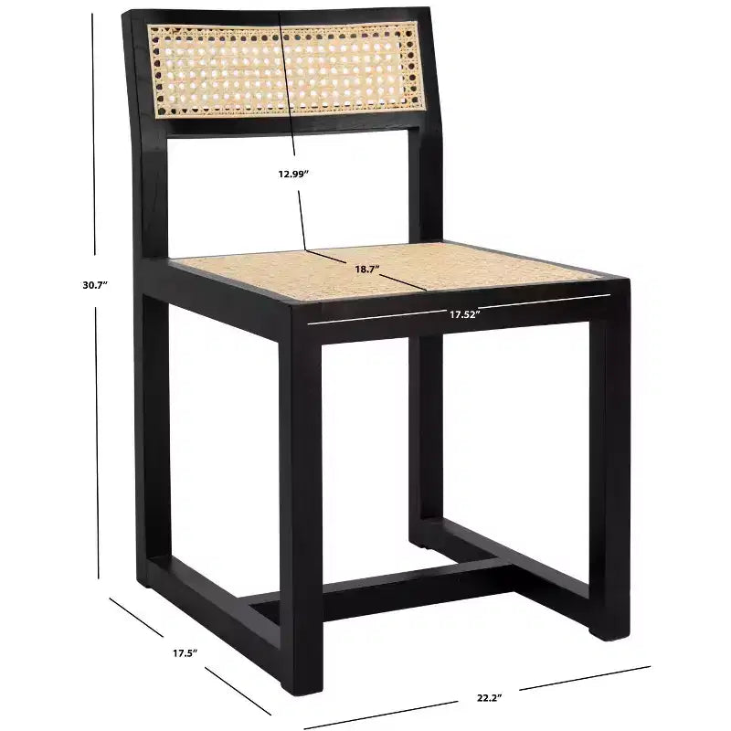 Chaise de salle à manger en orme et rotin, sans accoudoirs, capacité de 125 kg