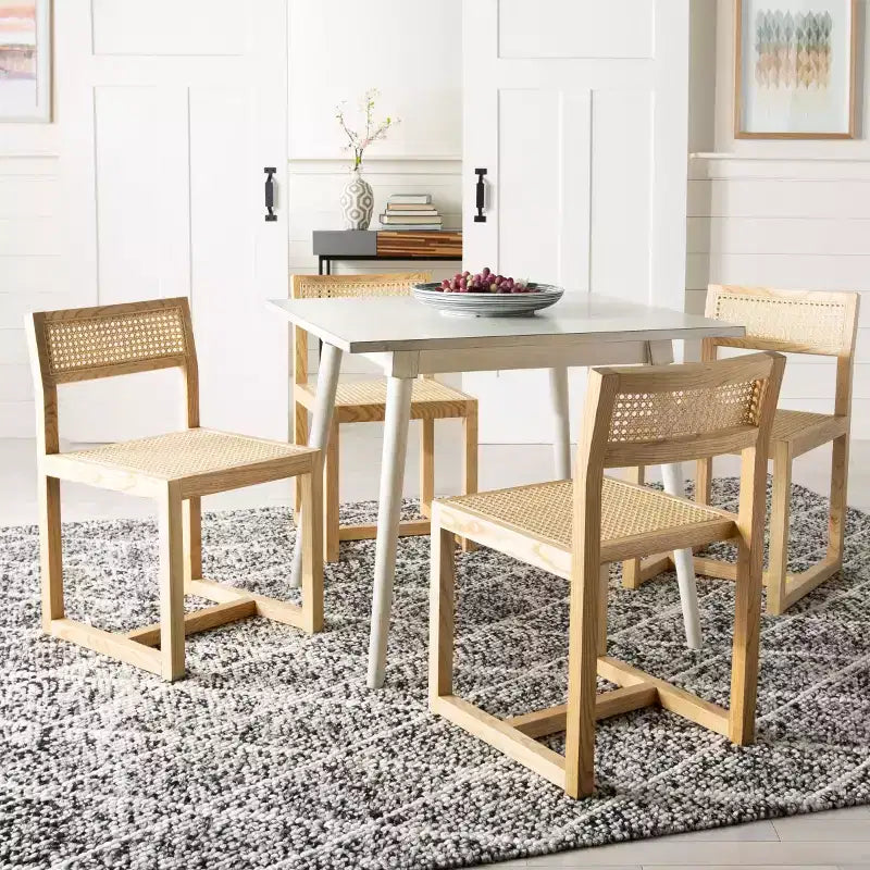Chaise de salle à manger en orme et rotin, sans accoudoirs, capacité de 125 kg