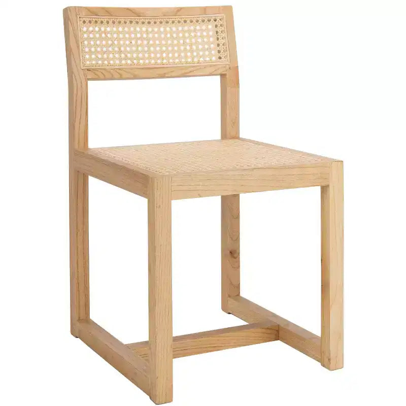 Chaise de salle à manger en orme et rotin, sans accoudoirs, capacité de 125 kg
