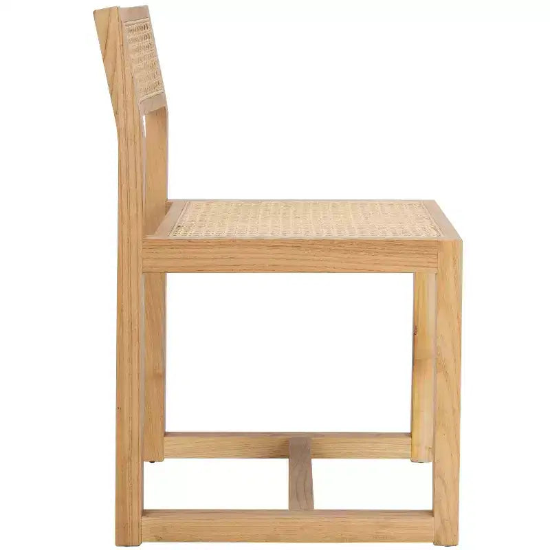 Chaise de salle à manger en orme et rotin, sans accoudoirs, capacité de 125 kg