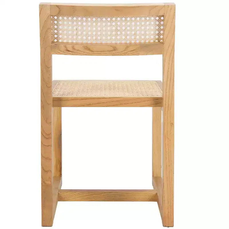 Chaise de salle à manger en orme et rotin, sans accoudoirs, capacité de 125 kg
