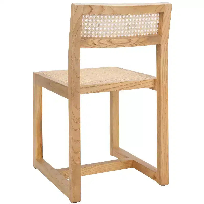 Chaise de salle à manger en orme et rotin, sans accoudoirs, capacité de 125 kg