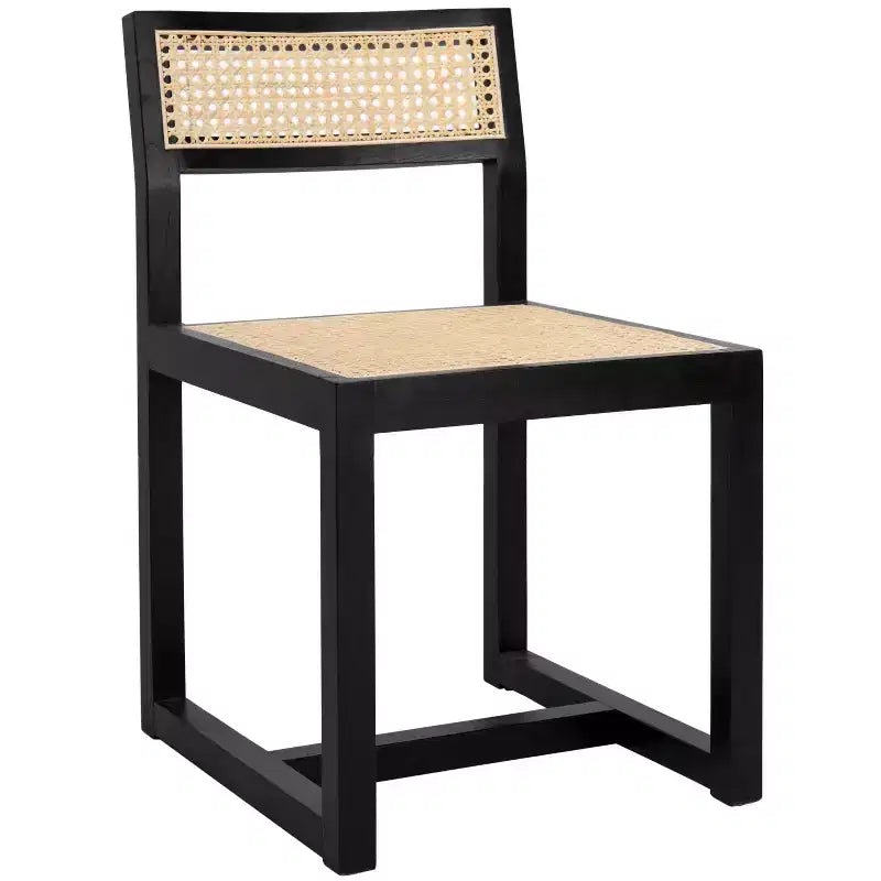 Chaise de salle à manger en orme et rotin, sans accoudoirs, capacité de 125 kg