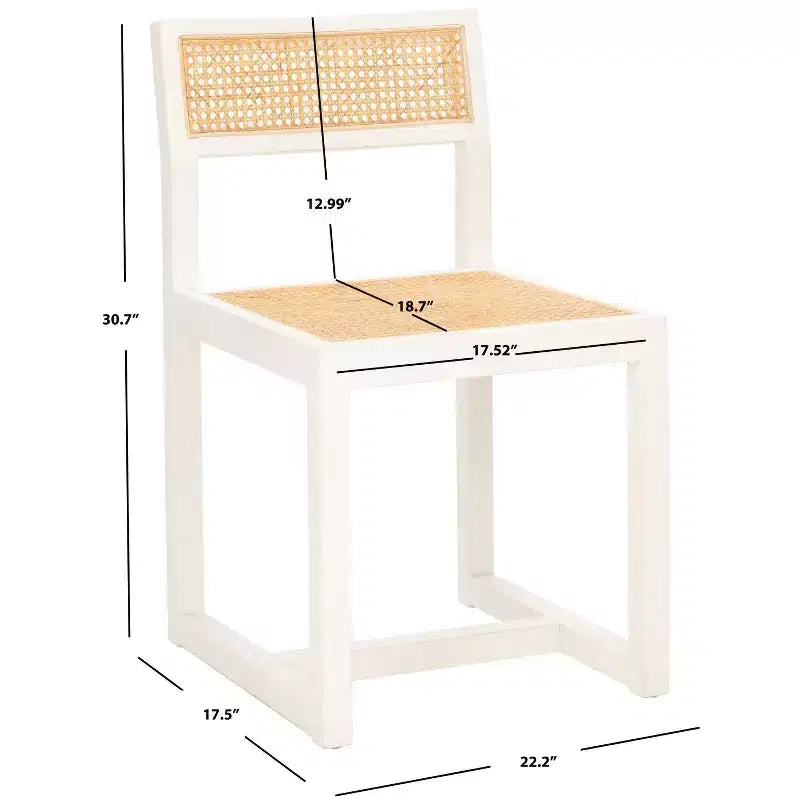Chaise de salle à manger en orme et rotin, sans accoudoirs, capacité de 125 kg