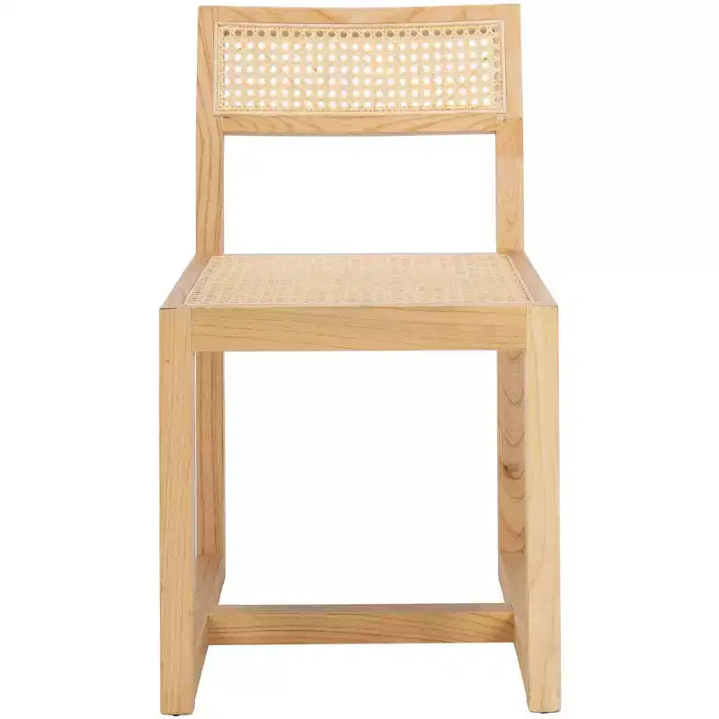 Chaise de salle à manger en orme et rotin, sans accoudoirs, capacité de 125 kg
